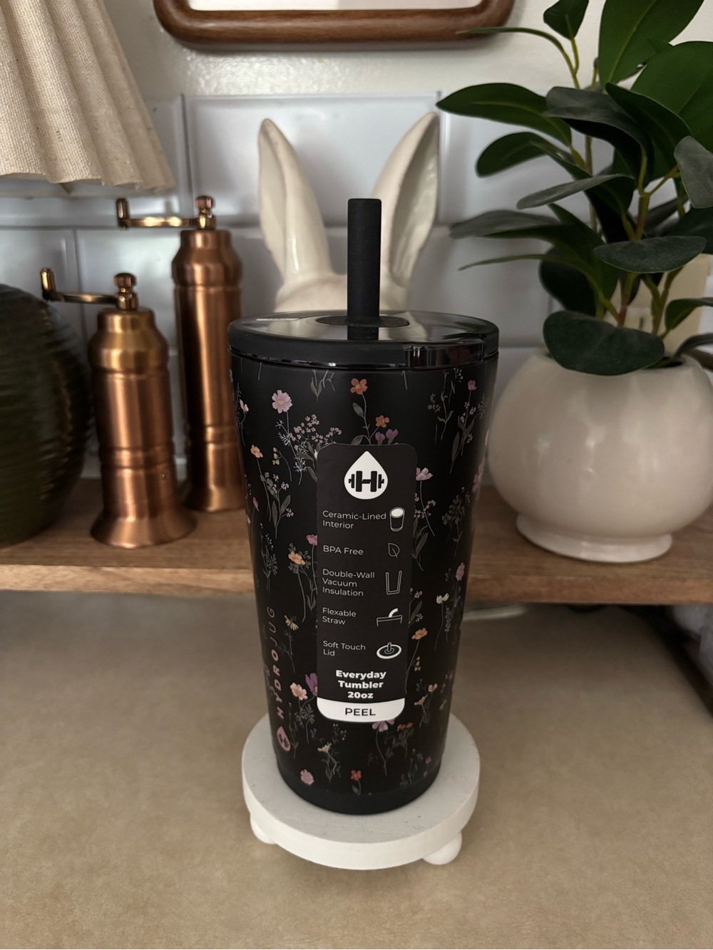 HYDROJUG Everyday Tumbler 20oz Midnight Floral Design Limited Edition!